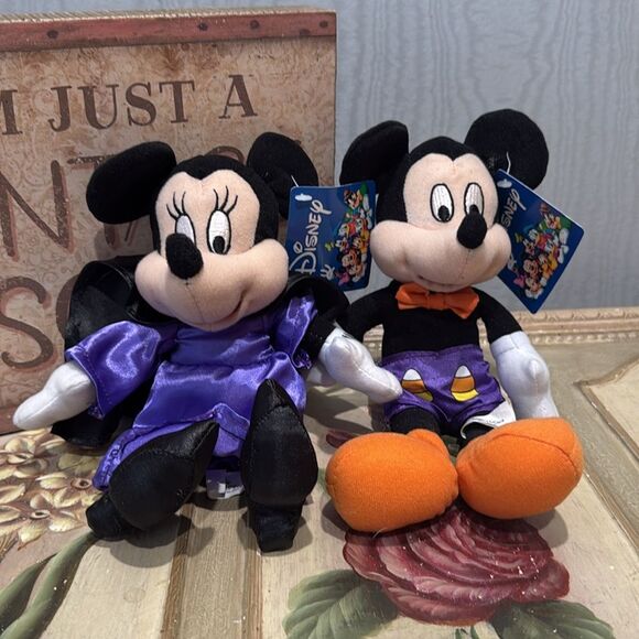 Vintage Toy Factory Disney Halloween Mickey and Minnie Mouse Plush - Picture 1 of 16